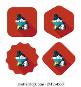 Pet vet and dog flat icon with long shadow,eps10