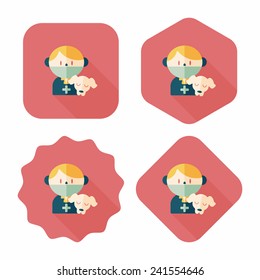 Pet vet and dog flat icon with long shadow,eps10