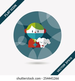 Pet vet and dog flat icon with long shadow,eps10