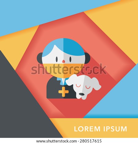 Pet vet and dog flat icon with long shadow,eps10