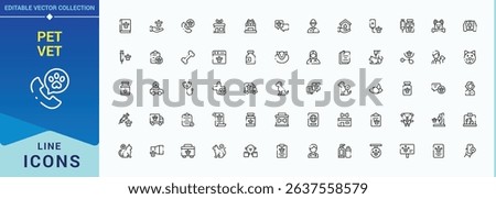 Pet Vet icon pack. Line icons with editable stroke. Editable stroke. Vector illustration. Vet modern icon set. Related to animal, animal clinic, pharmacy, pet, veterinary, vet, animal care and more.