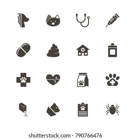 Pet Vet Icons. Perfect Black Pictogram On White Background. Flat Simple Vector Icon.