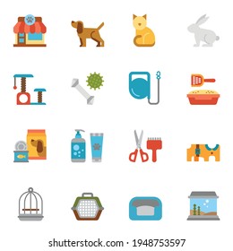 pet, vet, pet shop flat icon set 1 with white background.