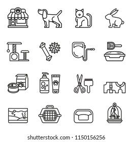 Pet, Vet, Pet Shop Icon Set With White Background. Thin Line Style Stock Vector.
