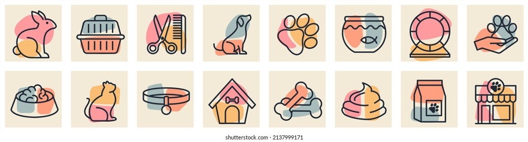 Pet, vet, pet shop set icon symbol template for graphic and web design collection logo vector illustration