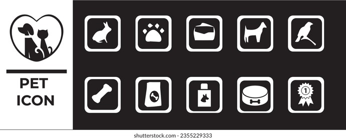 Pet, vet, pet shop, types of pets - minimal thin line web icon set. Outline icons collection. Simple vector illustration.
