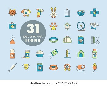 Pet and vet vector icon set. Graph symbol for pet and veterinary web site and apps design, logo, app, UI