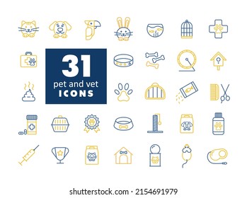 Pet and vet vector isolated icon set. Graph symbol for pet and veterinary web site and apps design, logo, app, UI