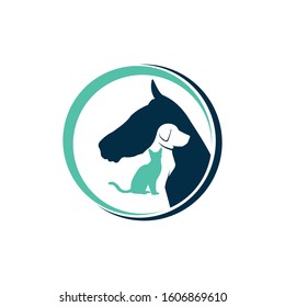 pet veterinarian clinic and treatment vector logo design template