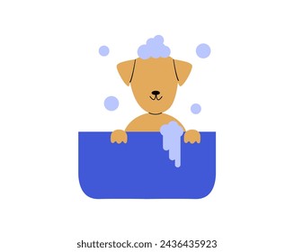 Pet veterinarian icon element. Dog bathing bubble. Idea of pet care. Animal medical treatment. Vet and pet vector flat illustration.