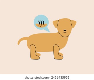 Elemento del icono del veterinario de mascotas. Enfermedad de la piel del perro. Idea de cuidado de mascotas. Tratamiento médico animal. Ilustración plana del vector del veterinario y del animal doméstico.