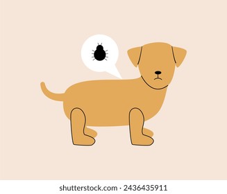 Pet veterinarian icon element. Parasite in Dog. Idea of pet care. Animal medical treatment. Vet and pet vector flat illustration.