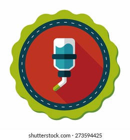 Pet water drinking bottle flat icon with long shadow, eps10