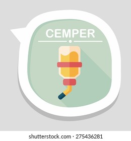 Pet water drinking bottle flat icon with long shadow, eps10