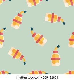 Pet water drinking bottle flat icon, eps10 seamless pattern background