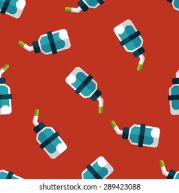 Pet water drinking bottle flat icon, eps10 seamless pattern background