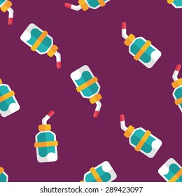 Pet water drinking bottle flat icon, eps10 seamless pattern background