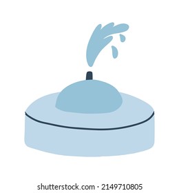 Pet water fountain with drops of water in cartoon flat style. Vector illustration of cat or dog accessories