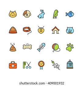 Pet Web Icon Colorful Set. Vector illustration