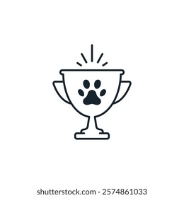 Pet winner cup icon. Vector isolated line award symbol.