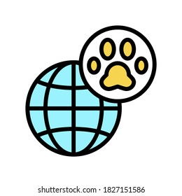 pet world travel color icon vector. pet world travel sign. isolated symbol illustration