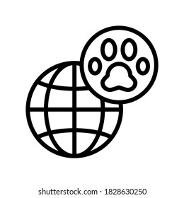 pet world travel line icon vector. pet world travel sign. isolated contour symbol black illustration