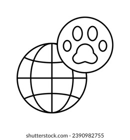 pet world travel line icon vector. pet world travel sign. isolated contour symbol black illustration