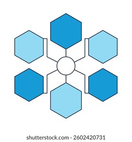 peta minda hexagonal diagram with blue design