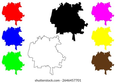 Petah Tikva city (State of Israel, Central District) map vector illustration, scribble sketch Petah Tiqwa or Em HaMoshavot map