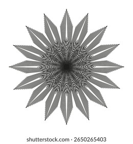 Petal bloom icon. Layered flower pattern. Radial lotus Vector. Symmetric daisy mandala.