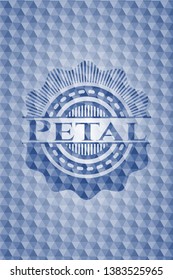Petal blue hexagon badge. Vector Illustration. Detailed.