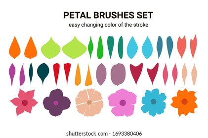 Petal brushes set with examples of flowers, Flower maker elements, Swatches are included.