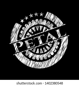 Petal chalkboard emblem written on a blackboard. Vector Illustration. Detailed.