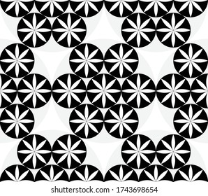 Petal in circle in brick pattern seamless vector background 