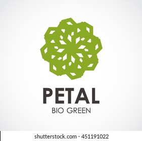 Petal circle of green abstract vector and logo design or template bio motion business icon of company identity symbol concept