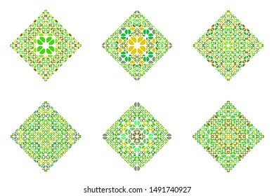 Petal diagonal square symbol template set - geometric abstract vector element