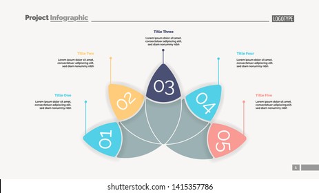 Petal diagram with five elements. Chart, slide, template. Creative concept for infographics, presentation, project, report. Can be used for topics like business, strategy, planning