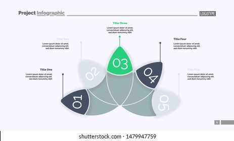 Petal diagram with five elements. Chart, slide, template. Creative concept for infographics, presentation, project, report. Can be used for topics like business, strategy, planning
