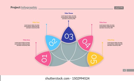 Petal diagram with five elements. Chart slide template. Creative concept for presentation report infographic template. Can be used for topics like business, strategy, planning