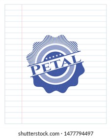 Petal drawn with pen. Blue ink. Vector Illustration. Detailed.