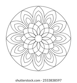 Petal Harmony Mandala: An Ethnic Oriental Decorative Design for Tattoos and Ornaments 
