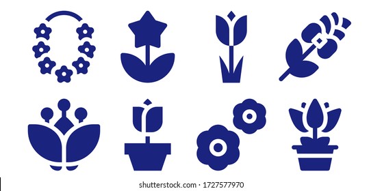 petal icon set. 8 filled petal icons.  Simple modern icons such as: Blossom, Flower, Rose, Flowers, Tulip