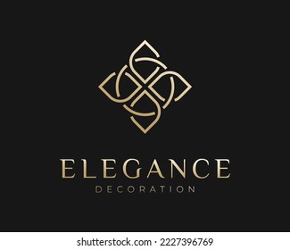 Petal Leaf Flower Gold Luxury Classy Elegant Decorative Mandala Minimalism Vector Logo Design