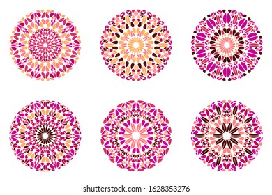 Petal mandala symbol set - geometrical round circular ornamental vector graphics from stones