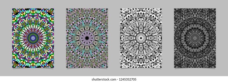 Petal mosaic mandala pattern flyer background set - vector page template illustrations