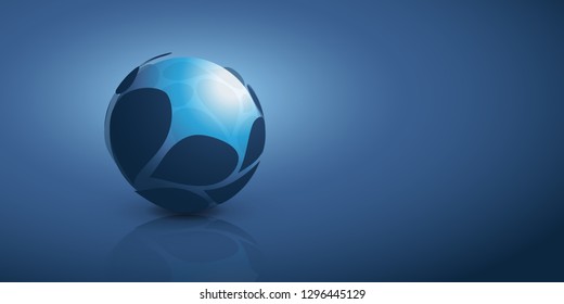 Petal Patterned Surface Around a Pearl  - Abstract Globe Design Layout, Vector Template