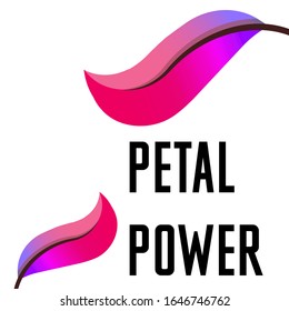 "Petal Power" text with two pink leaves