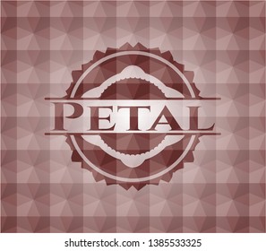 Petal red emblem with geometric pattern. Seamless.