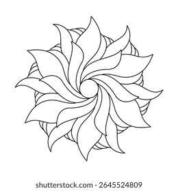 Petal shape echo mandala coloring book page