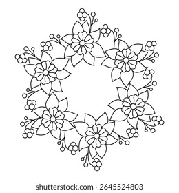 Petal web flow mandala coloring book page